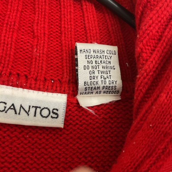 VTG Gantos Women's 1/2 Zip Turtleneck Sweater Red White Metallic Silver M - Picture 5 of 5